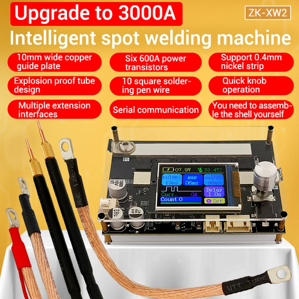 ZK-XW2 Portable Spot Welder DIY Accessories LCD Digital Power Adjustable Spot Welding Pen Dual Pulse Upgrade 3000A Oasis Select