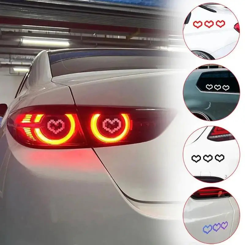 Sheet Waterproof Car Window Décor - Mosaic Heart Pixel for Headlights and Taillights Oasis Select