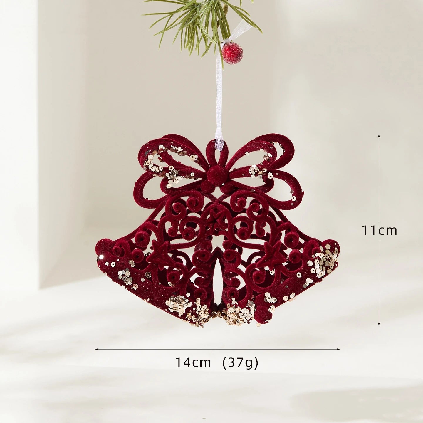 Nordic Christmas Decorations Flocked Burgundy Hanging Ornaments Christmas Tree Decorations Holiday Decor Oasis Select Style 10