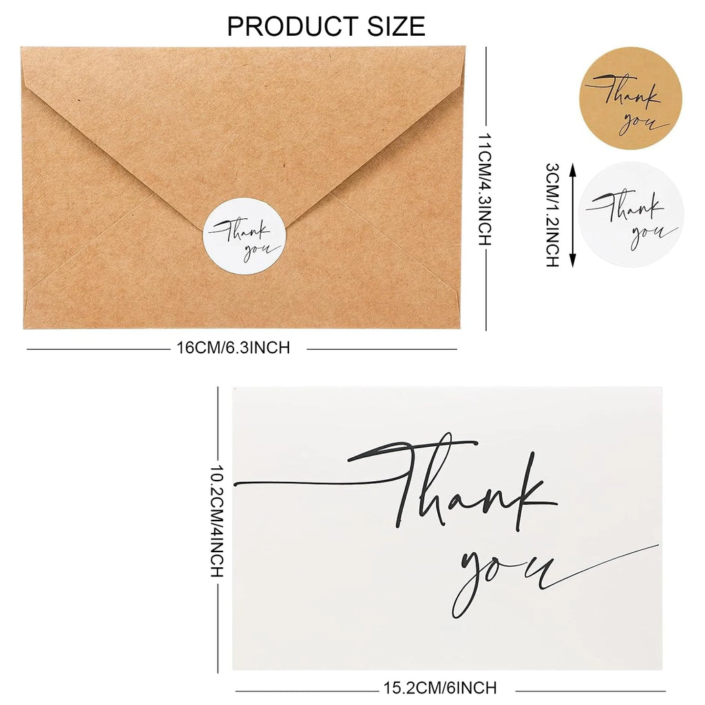 20-pack Thank You Cards Bulk with Envelopes & Stickers Perfect for Business, Weddings, Baby & Bridal Showers, Graduations Oasis Select