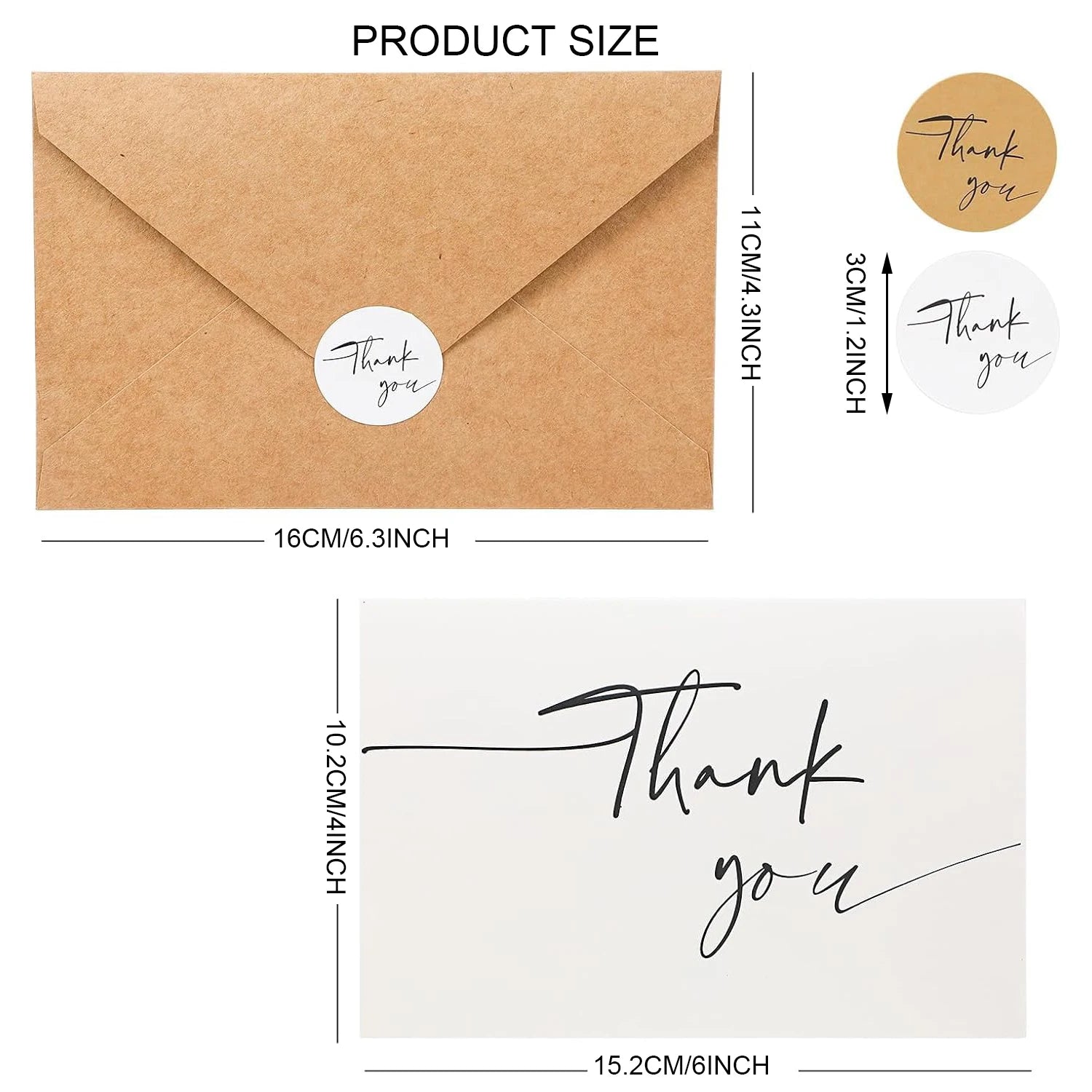 20-pack Thank You Cards Bulk with Envelopes & Stickers Perfect for Business, Weddings, Baby & Bridal Showers, Graduations Oasis Select