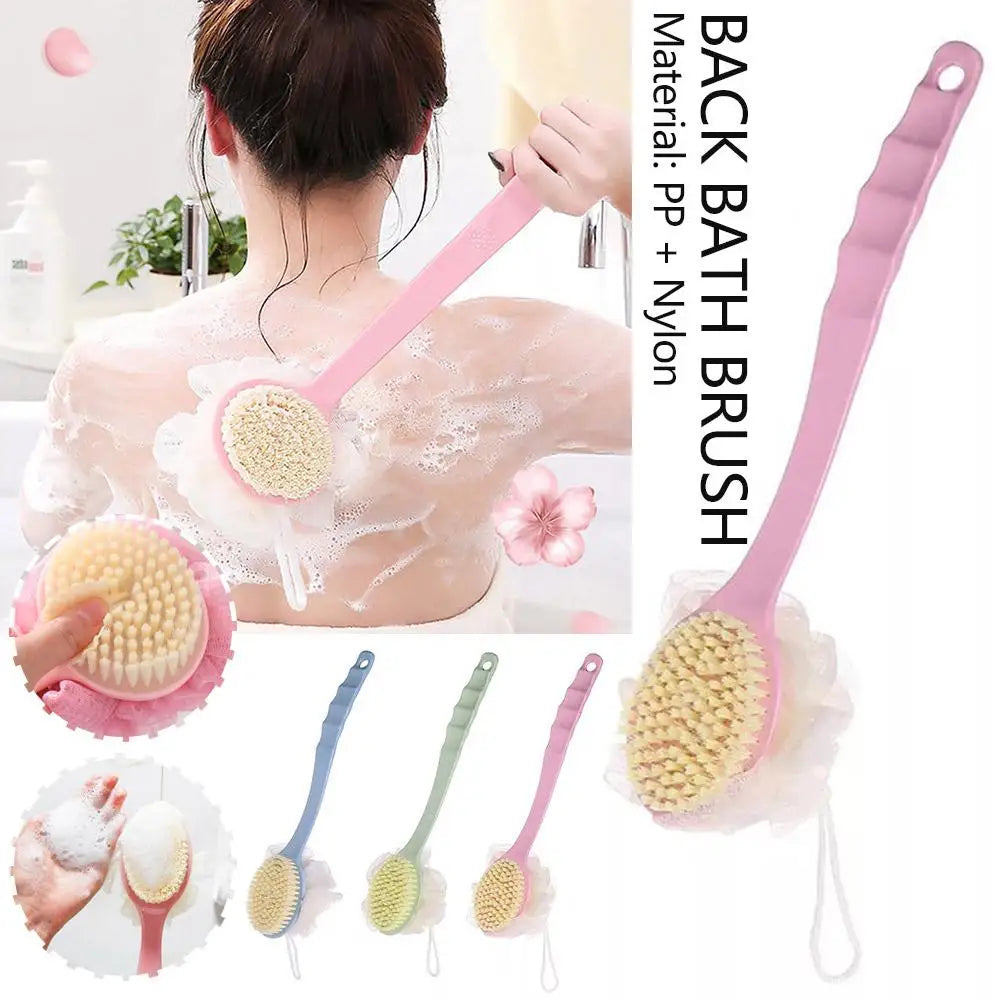Long Handle Two Sided Shower Body Brush Tied Bath Flower Bathroom Wash Body Silicone Back ExfoliatingBrush Brush Bathing Ma G2K9 Oasis Select