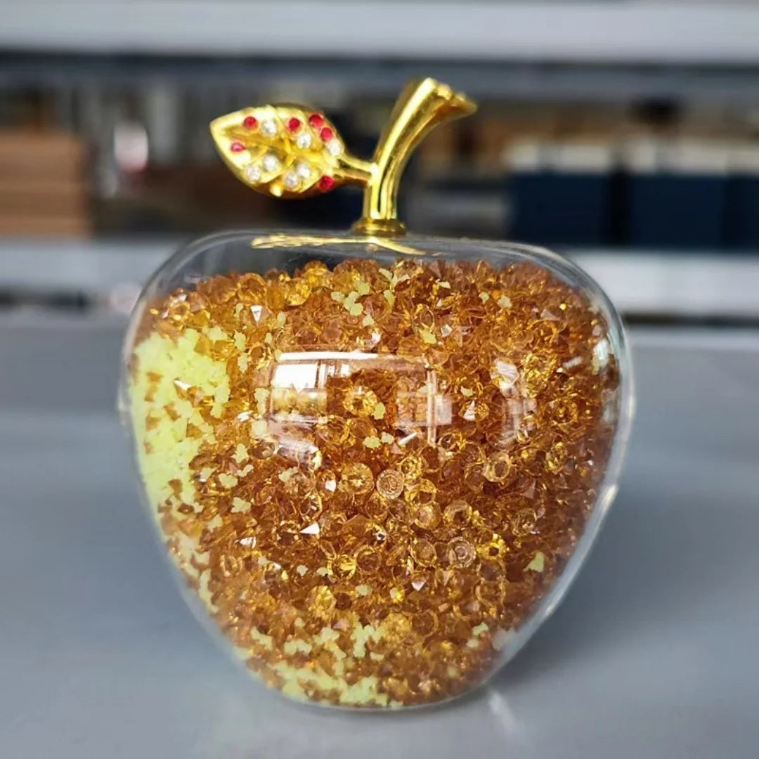 Colorful Crystal Craft Apple Statue Glitter Glass Crystal Home Decor Christmas Eve Ornaments Gift Christmas Eve Ornaments Home Oasis Select yellow