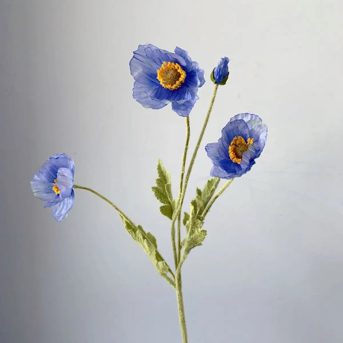 Bridal Real Touch Realistic Gorgeous Flocking Stem Faux Bouquet Silk Plants Fake Poppies Flowers Artificial Papaver Rhoeas Oasis Select blue