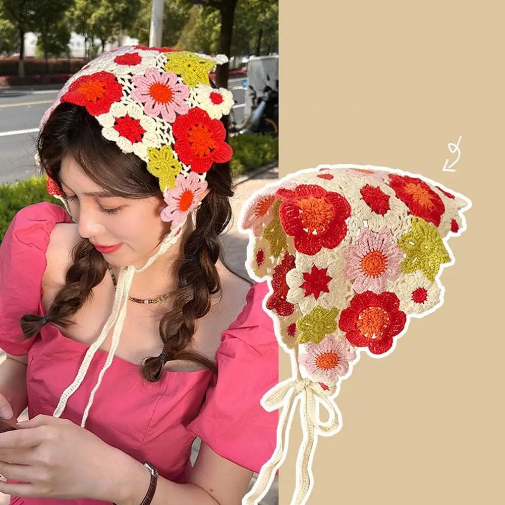 Retro Knitted e Scarf Headband for Women Cute Sweet Artistic Sle Travel Outfit Korean Version for Summer Season Oasis Select
