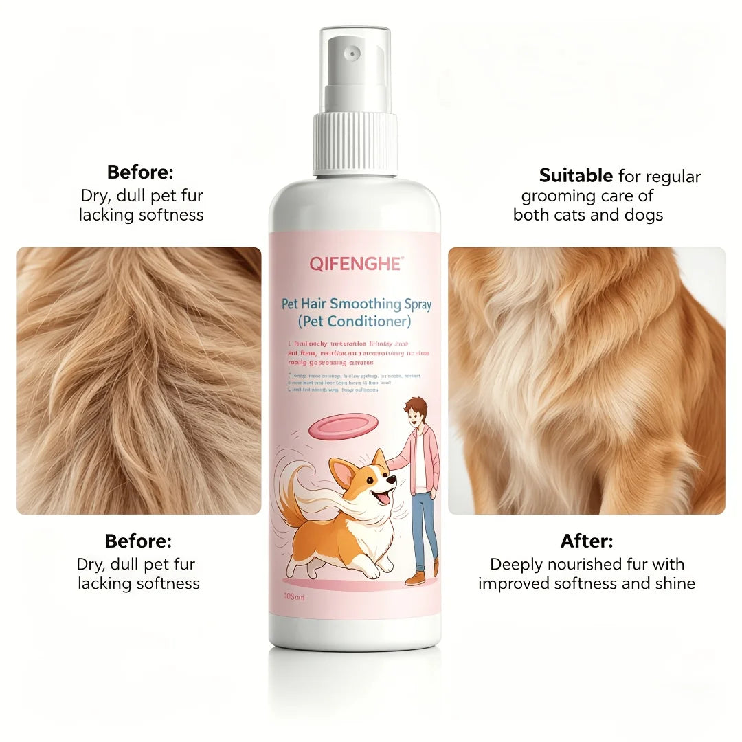 Pet Grooming Combo: Hair Smoothing Spray & Lint Roller | Dogs & Cats