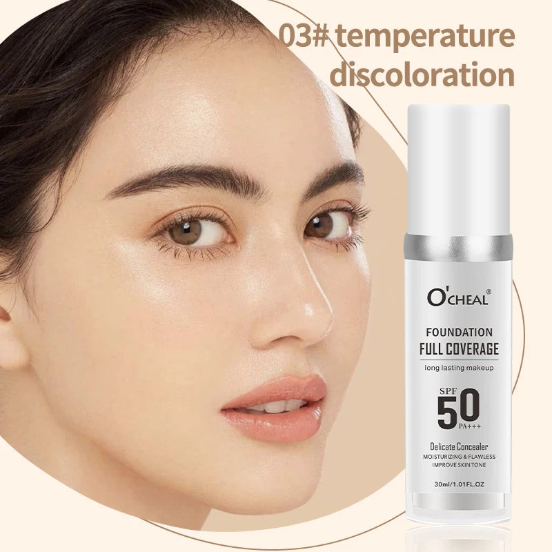 O'CHEAL SPF50 PA+++ Liquid Foundation – Full Coverage & Hydrating