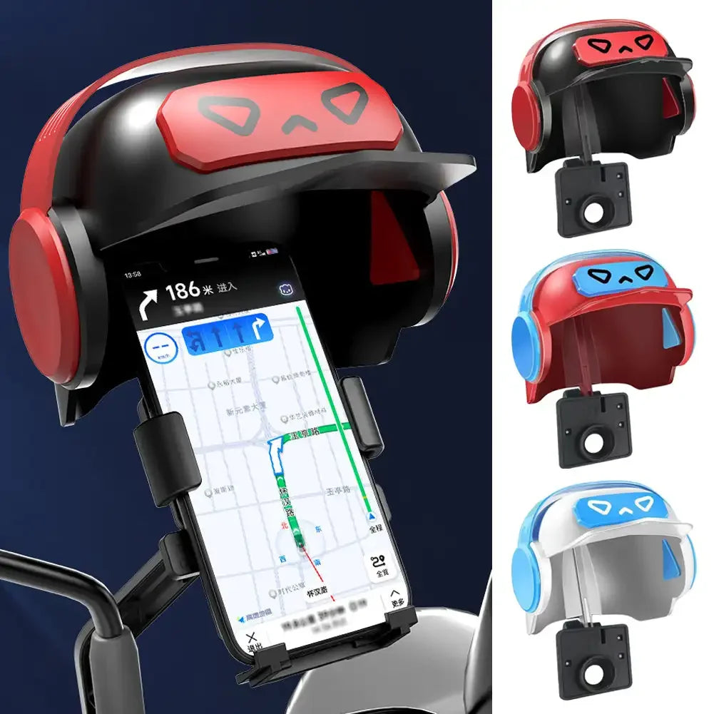 Cartoon Helmet Motorcycle Phone Holder | Waterproof Sunshade Mount