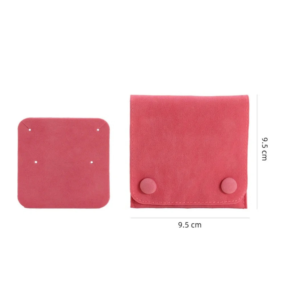 1pcs Jewellery Pouch Packaging Bag Soft Velvet Snap Button Gifts Packing Bag For Storing Rings Bracelets Necklace Accessories Oasis Select Pink