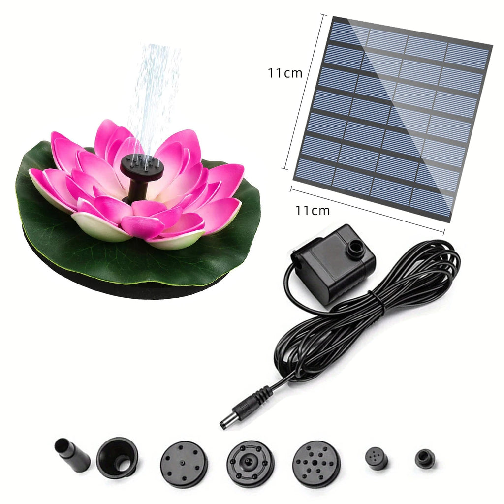 Mini Lotus Solar Water Fountain Pond Decoration Waterfall Fountain Outdoor Bird Bath Solar Powered Floating Garden Fountain Oasis Select Rose