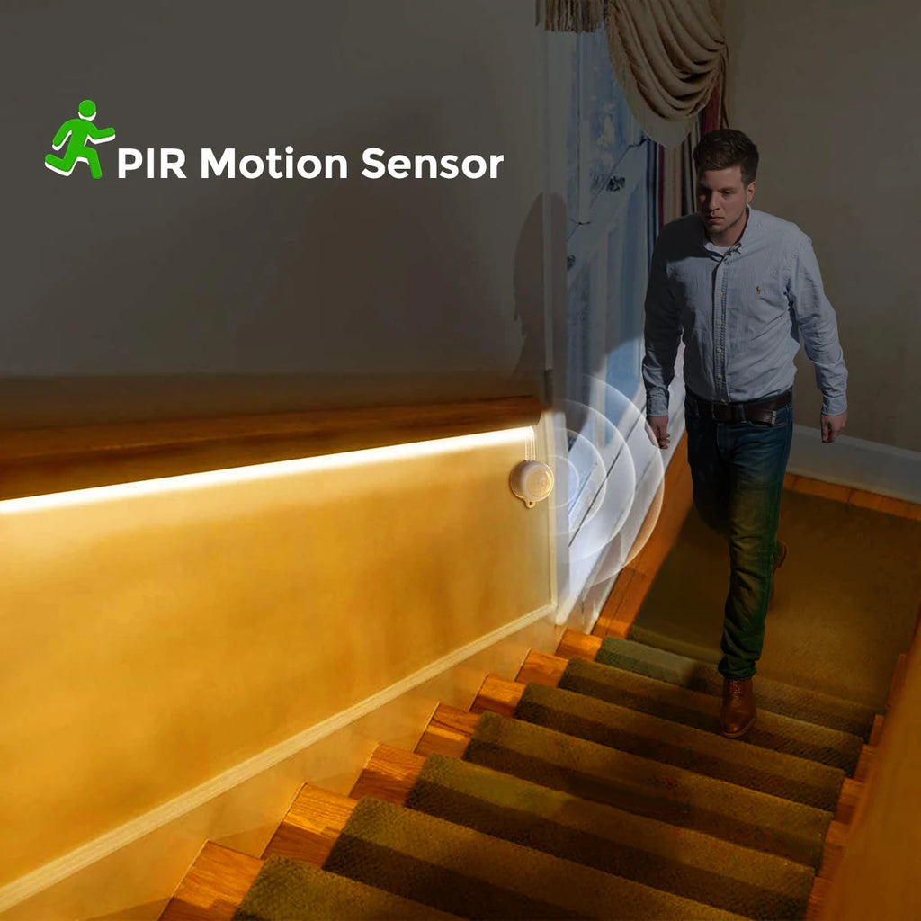 Waterproof PIR Motion Sensor LED Strip Night Lights 12V Neon Diode Tape Auto On/Off for Stairs Bedroom Kitchen-1/2/3/5m Options Oasis Select