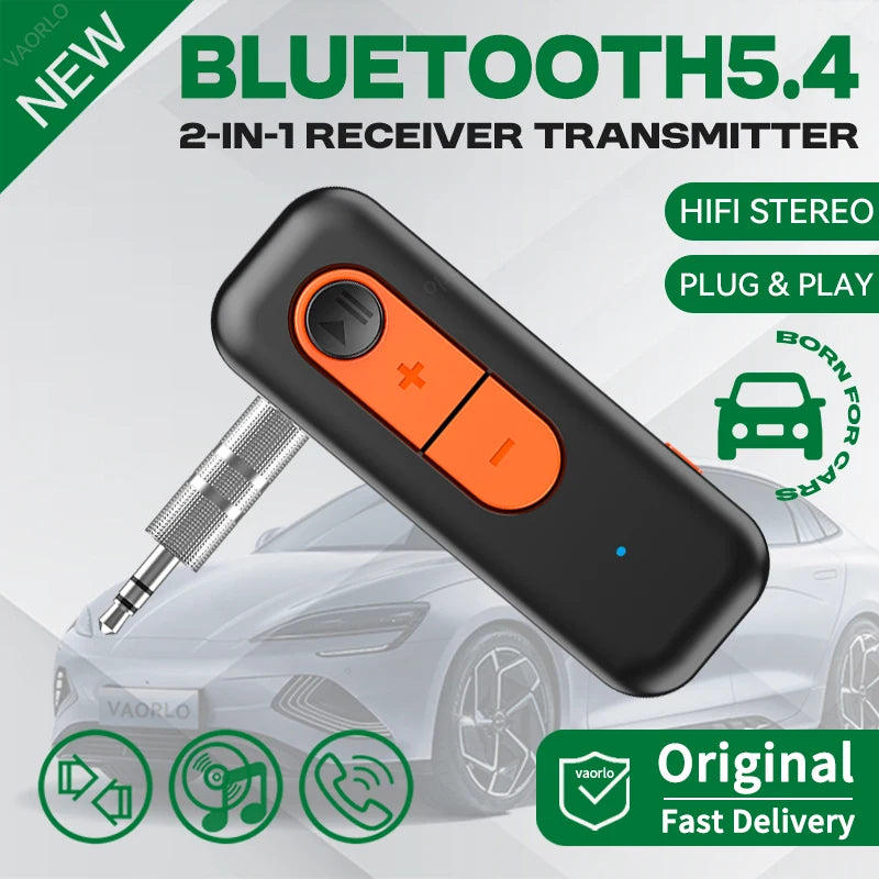 Bluetooth 5.4 Car Kit AUX Audio Adapter 2 IN 1 Receiver Transmitter Wireless HiFi Stereo Music 3.5MM With Mic Call For Speaker Oasis Select