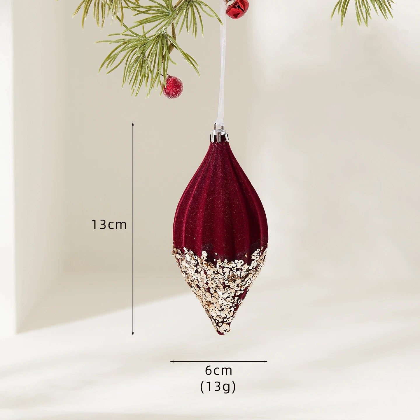 Nordic Christmas Decorations Flocked Burgundy Hanging Ornaments Christmas Tree Decorations Holiday Decor Oasis Select Style 5