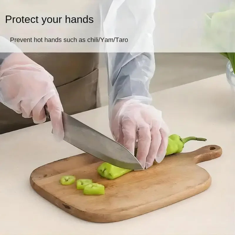 30PCS 60cm Disposable Arm Guard Gloves Kitchen Household Cleaning Waterproof Elastic Drawstring Lengthened CPE Long-Arm Gloves Oasis Select
