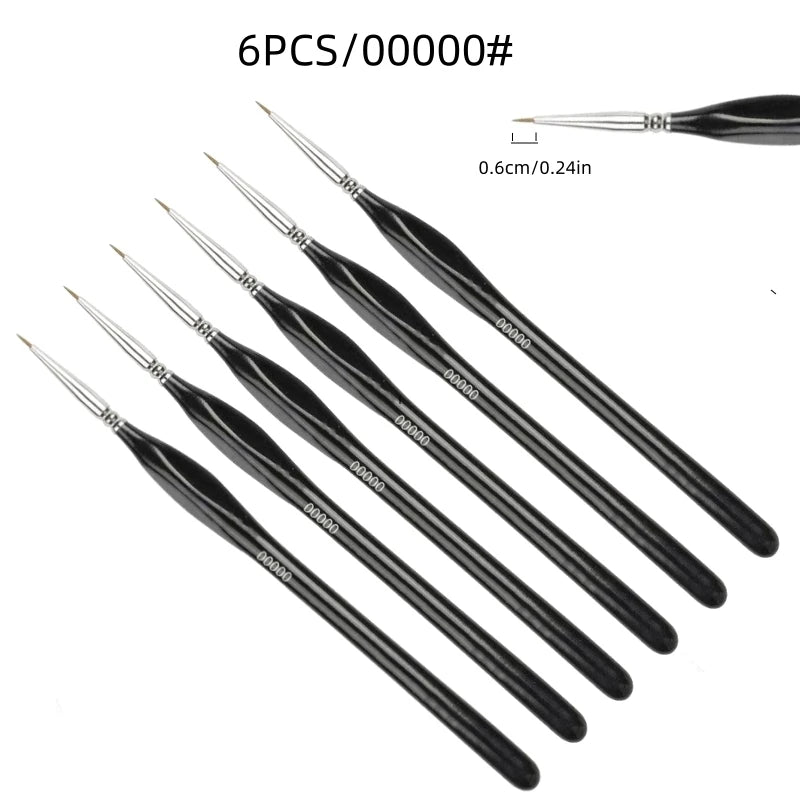 3/6 Fine Brush Set, Suitable for Acrylic Painting, Model Details, and Miniature Art | Precision Crafted Synthetic Nylon Bristles Oasis Select 6PCS 00000