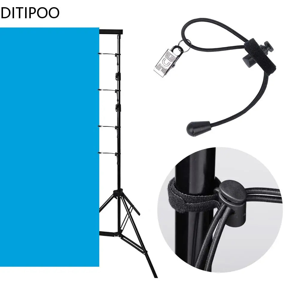 Backdrop Background Muslin String Clips Holder for Photo Video Photography Studio 12 Pack Black Adjustable Elastic Cord Oasis Select