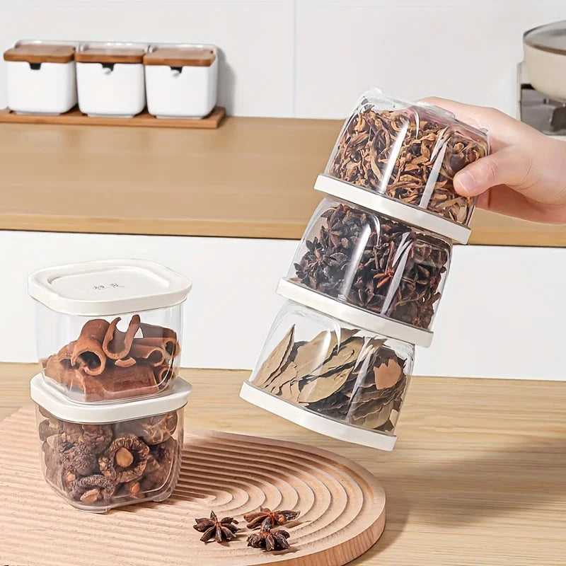 Reusable Small Freezer Storage Containers Stackable Airtight Spice Jars Food Sealing Boxes Kitchen Fridge Organizer and Pantry Oasis Select