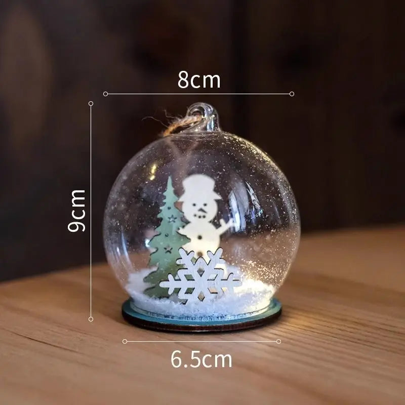 Luminous Lamp Hanging Decorations Christmas Ornaments Glass Lamp Balls Hanging Balls Santa Claus Reindeer Snowman Ornaments Oasis Select Snowman B