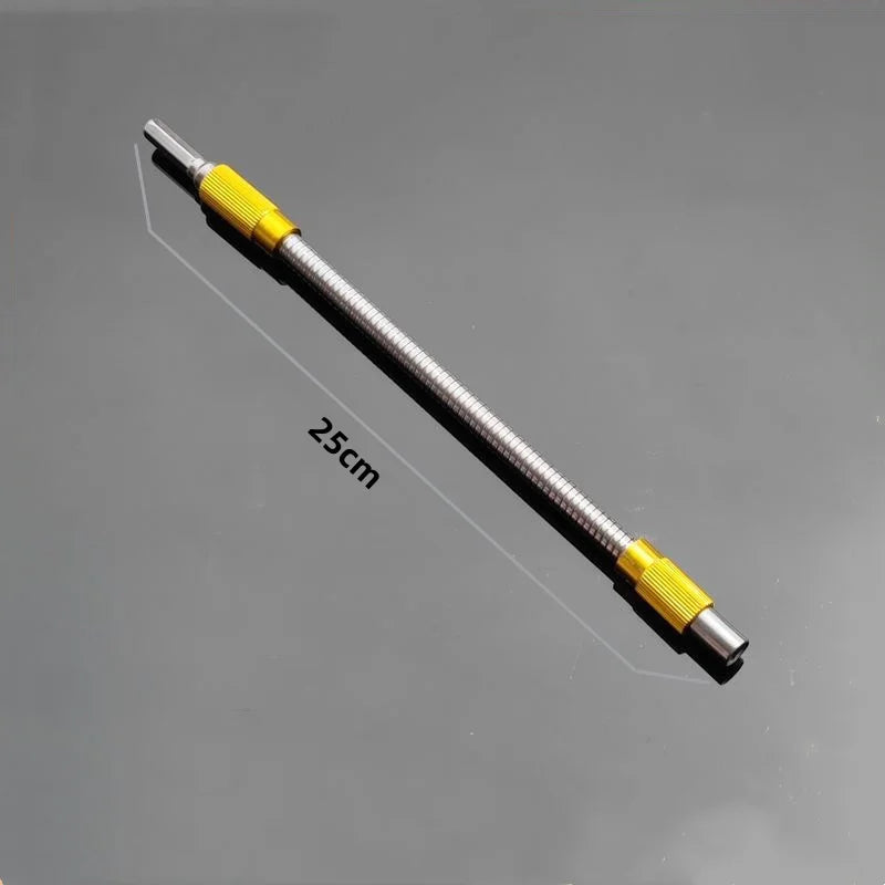 JUSTINLOU 1PC Hexagonal Handle Bendable Impact Drill Bit Universal 25cm Metal Soft Shaft Flexible Extended Drill Bit Hand Tool Oasis Select Yellow
