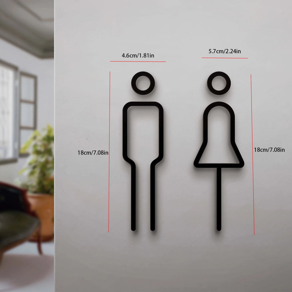 Funny Bathroom Signs for Men Women Creative 2D Flat Restroom Door Decor Restaurant Hotel Cafe Toilet Signage Wall Sticker Oasis Select Black style B Set