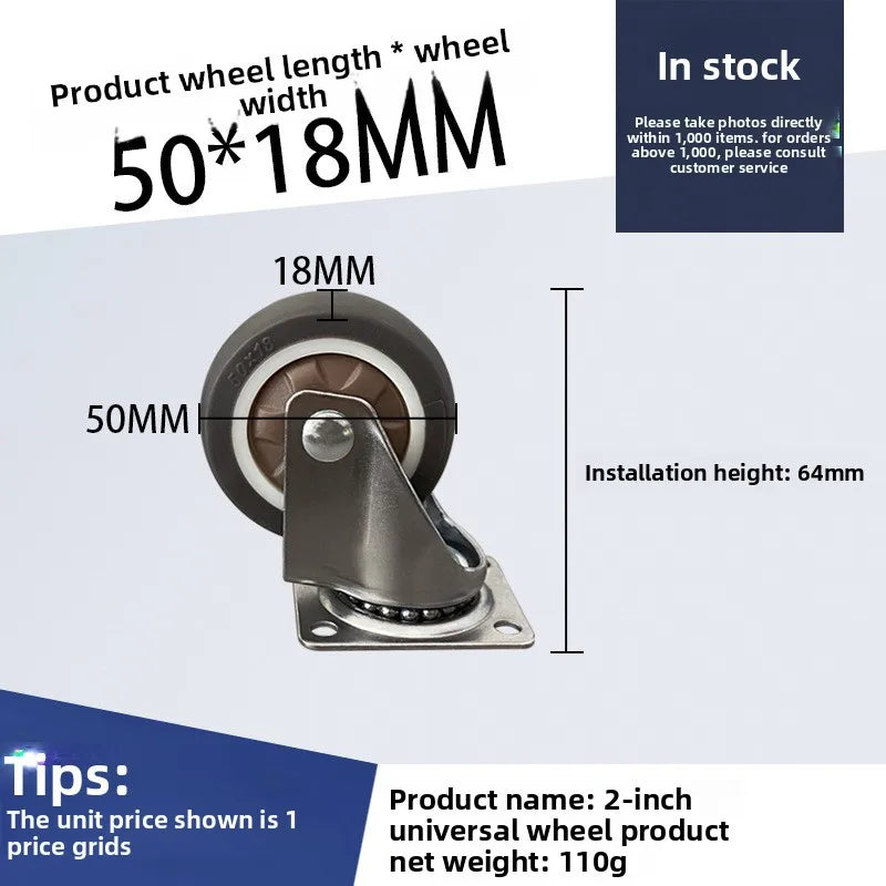 4pcs 1 1.25 1.5 2 Inch Furniture Caster Soft Rubber Universal Wheel Swivel Caster Roller Wheel For Platform Trolley Accessories Oasis Select 2 inch B