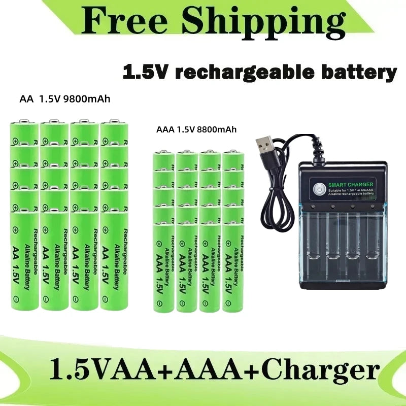 Yuform 1.5V AA & AAA Rechargeable Batteries + USB Charger