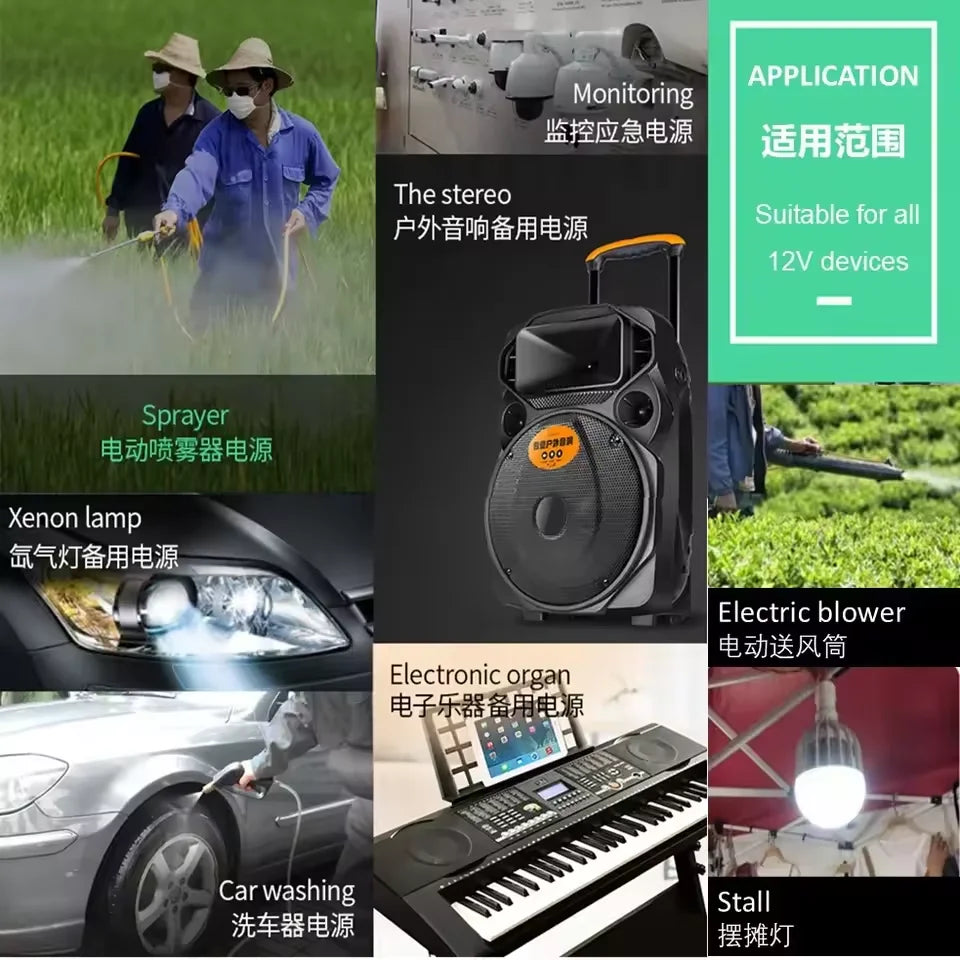 12V 20/30/40/50Ah 18650 Rechargeable Li-ion Battery with Charger,Long Lasting Power For Sprayer, Kids Car, Scale, Access Control Oasis Select