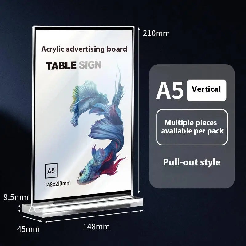 Acrylic Sign Holder A4/A5/A6 Desk Menu & Price Display Stand