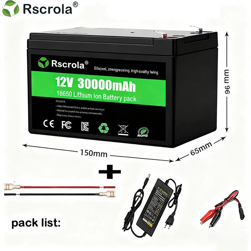 12V Rechargeable Lithium Battery Pack 40Ah, 18650 Battery pack DC Power for Sprayer, Portable Speaker, Outdoor Camping,Toy Cars Oasis Select 1PCS 30Ah