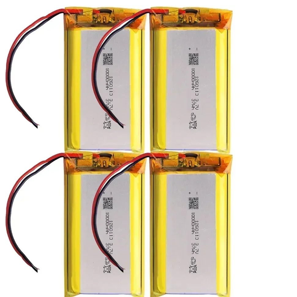 Rechargeable Batteries 3.7V 10000mAh 1260110 Li-polymer Battery Lithium Polymer for Toy Power Bank GPS Laptop Camping Lights Diy Oasis Select 4Battery