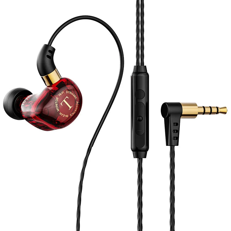 9D Surround HIFI Heavy Bass Wired Earphones Dynamic Music Headset With Mic Earbuds 3.5MM In Ear Wired Race Gaming Headphone Oasis Select Red