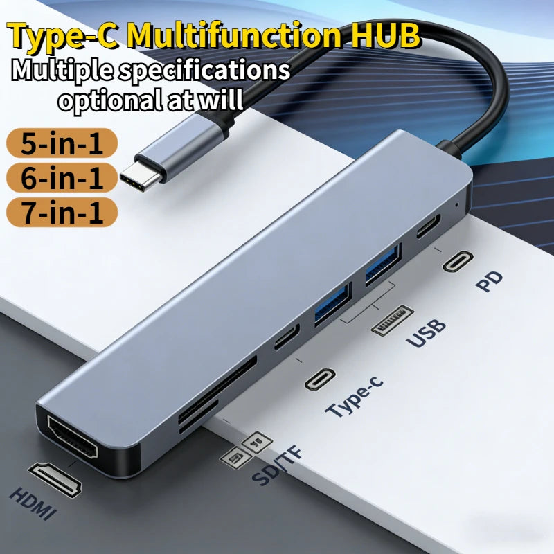 USB 3.0 Type C Adapter Docking Ststion USB 2.0 Port TF SD PD Charging Dock for MacBook iPad Pro Samsung Dex TV Projector Mouse Oasis Select