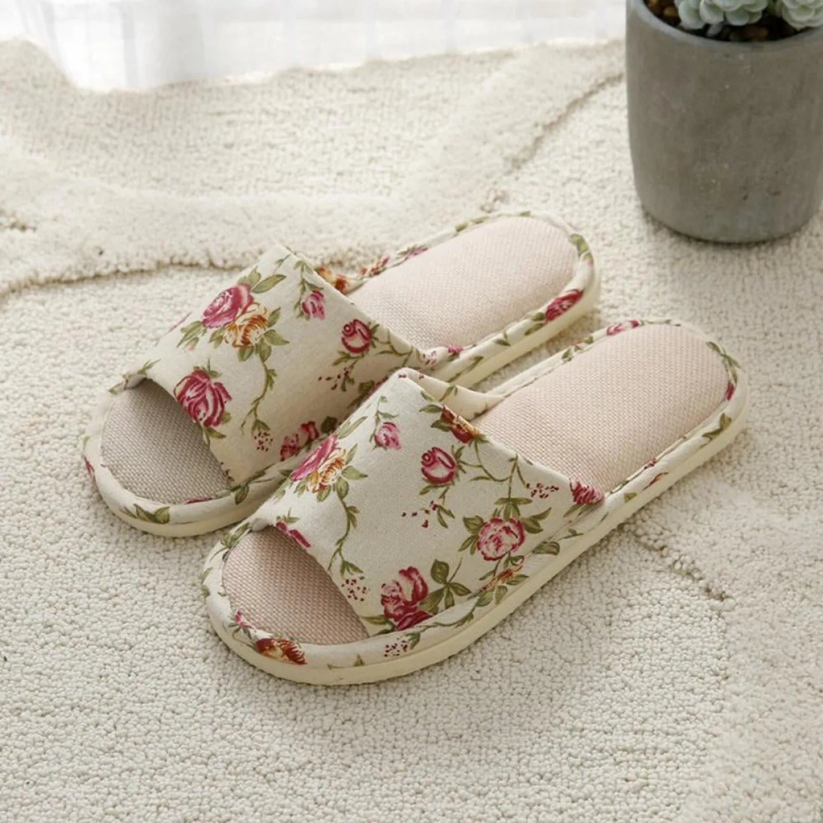 Linen Anti-Slip Indoor Slippers for Men & Women | Breathable Indoor House Slippers Oasis Select