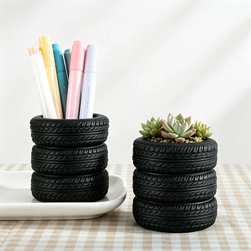 Creative Tire-Shaped Pencil Holder—A Must-Have for Car Enthusiasts—A Fun and Unique Desktop Storage Container Oasis Select