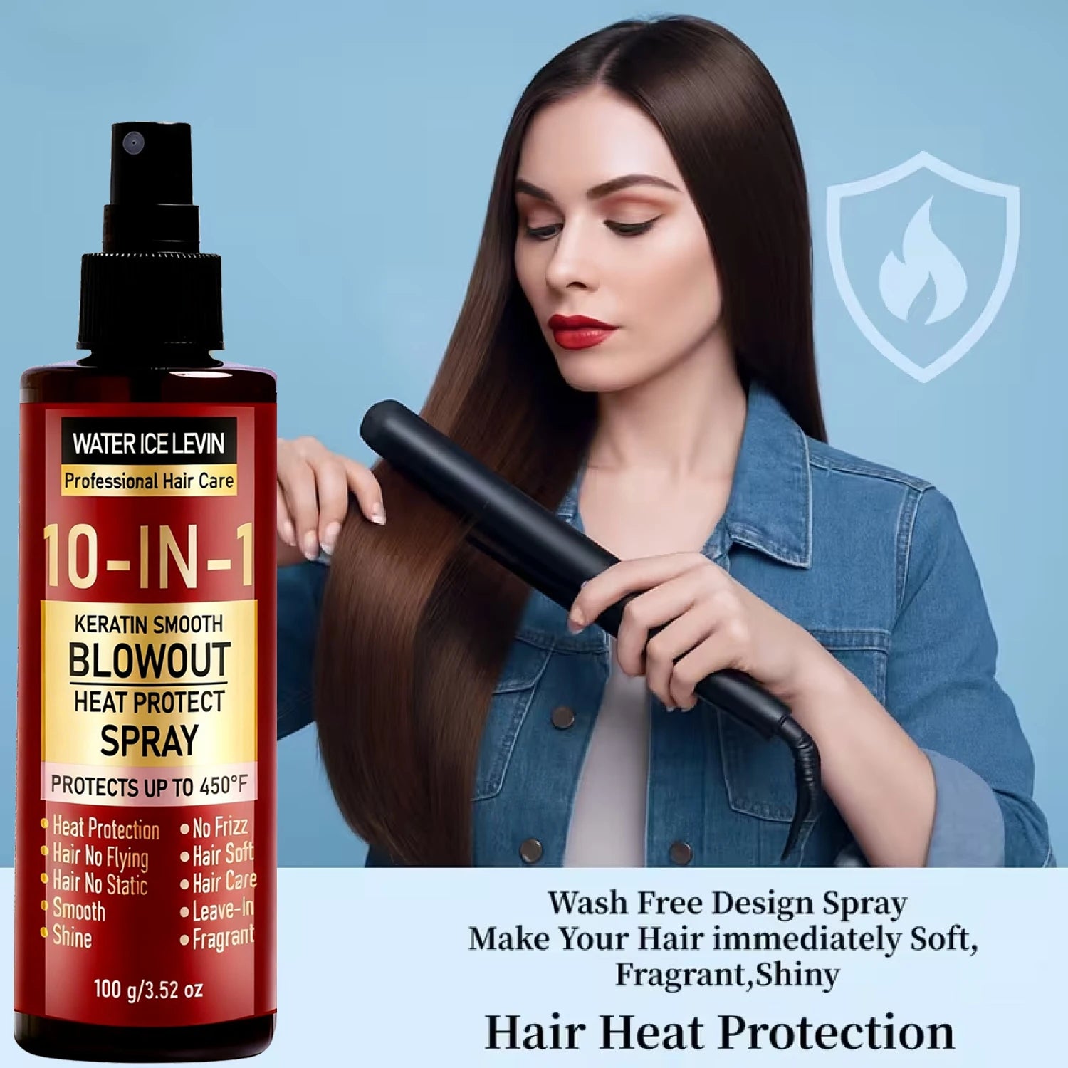 10-in-1 Keratin Heat Protect Spray | Anti-Frizz, 450°F Heat Protect Spray Oasis Select