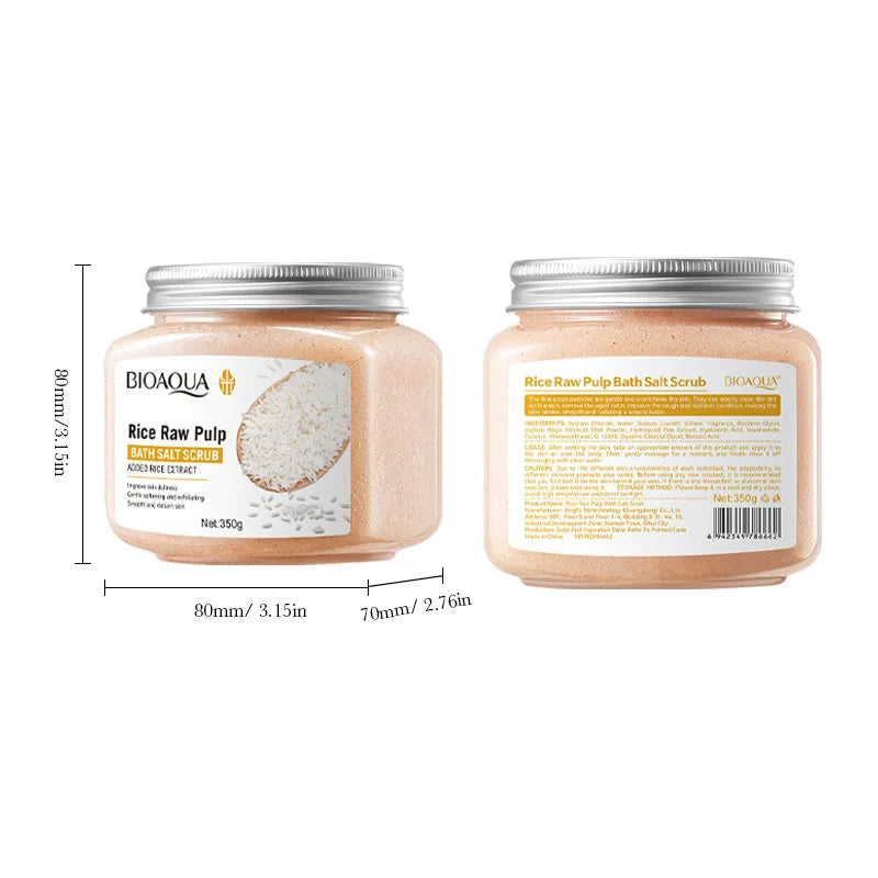 BIOAOUA Rice Pulp Bath Salt Body Scrub – Exfoliator 350g Body Exfoliating Scrub Oasis Select