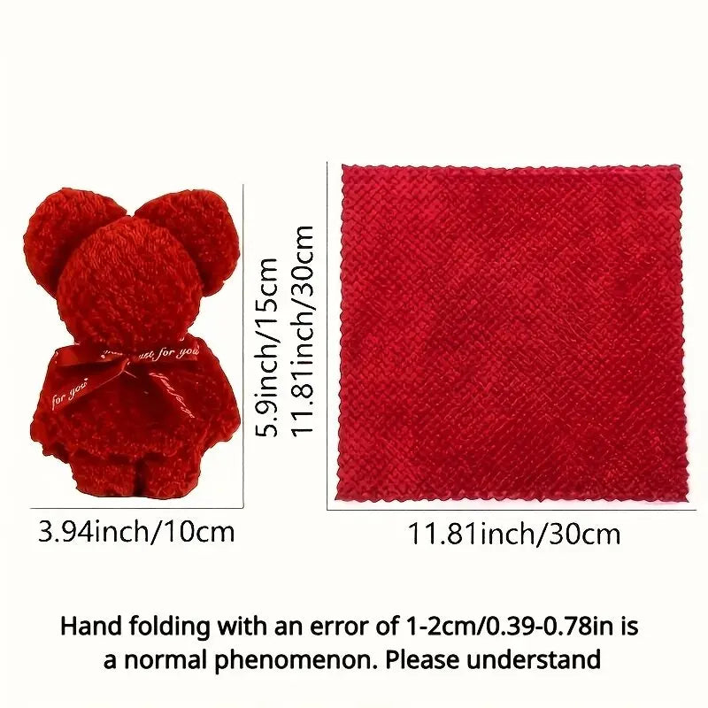 Teddy Bear Towel Cake Gift Set Novelty Bath Towel for Wedding Party Favors MotherDay Birthday Ready to Gift in Clear Bag Oasis Select