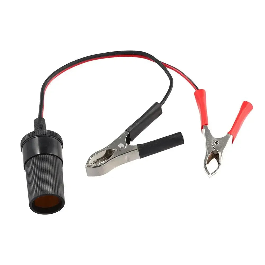 12V/24V Battery Clip-On Cigarette Lighter Socket Adapter