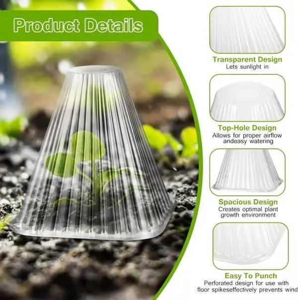 12/24pcs Reusable Plant Cloche Breathable Mini Greenhouse Cover Clear Frost Wind Guard Seedling Protector Garden Plant Shield Oasis Select