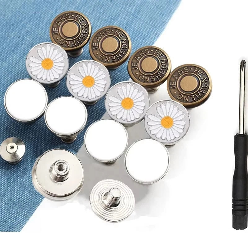 10/20/30Pcs Jeans Buttons Replacement No-Sew Removable Metal Buttons Snap Denim Button Repair For Jeans Clothing Supplies Oasis Select