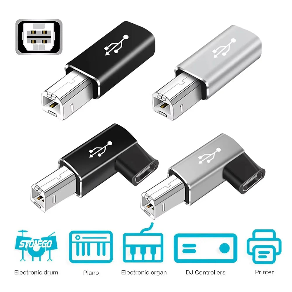 USB B Male to USB-C Female Adapter – Printer & MIDI USB Adapter Oasis Select