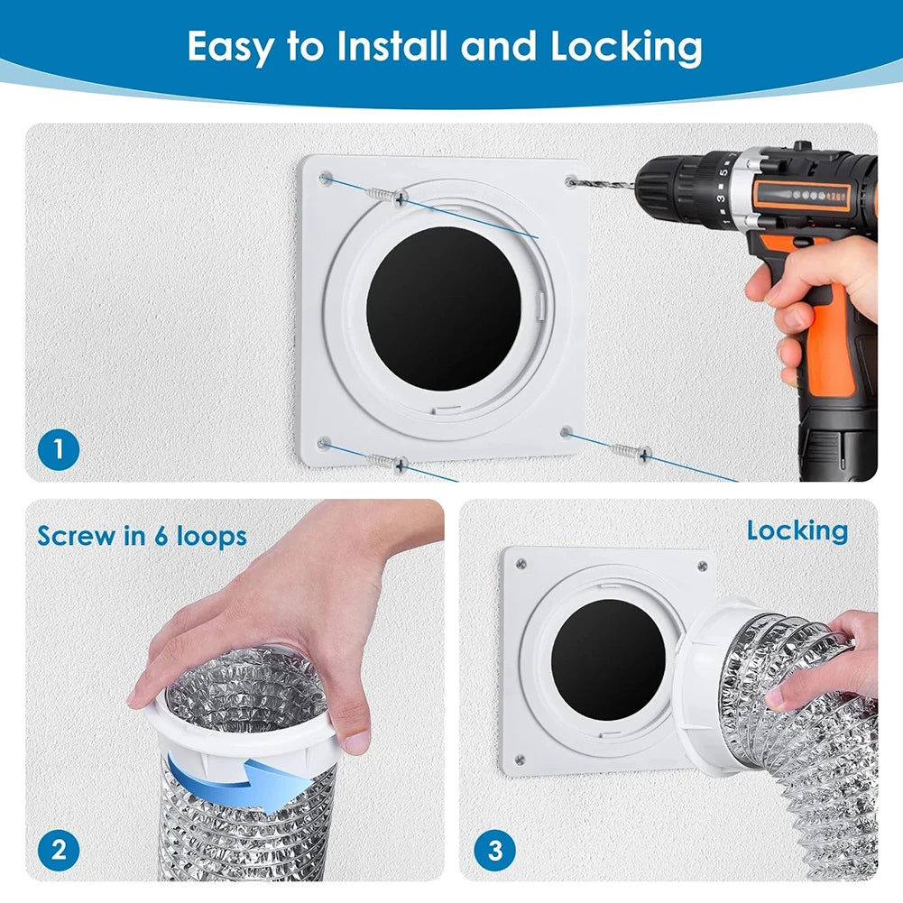 4-Inch Dryer Vent Connector Kit – Twist-Lock Wall Plate Dryer Vent Connector Oasis Select