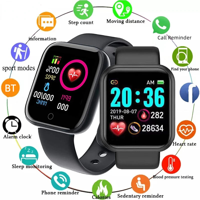 Y68 Smart Watch – Fitness Tracker, Heart Rate & Music Control