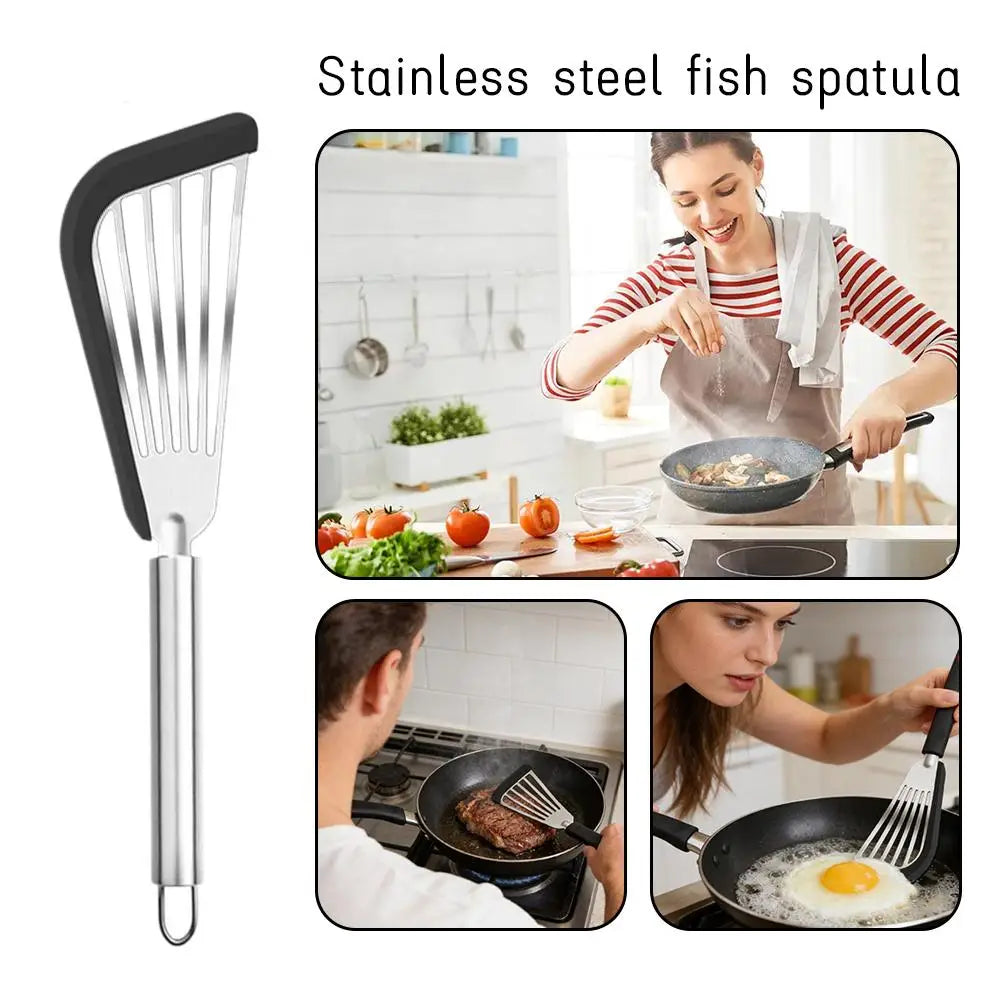 Stainless Steel Frying Spatula Heat-Resistant Non-slip Slotted Turner Fish Flipping Shovel Kitchen Cooking Accessories Oasis Select