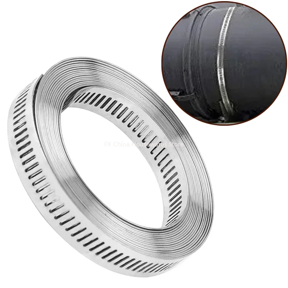 9.8ft Adjustable Large Hose Clamps Worm Gear Stainless Steel Clamp+6 Fasteners Automobiles Accessories Clamp And Fasteners Oasis Select