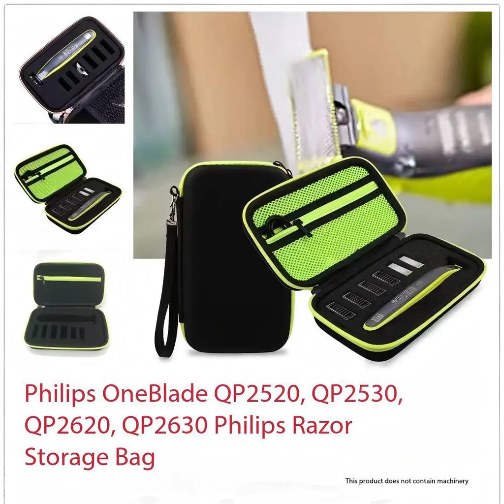 1PCS Portable Travel Shaver Storage Box EVA Shaver Bag, Lightweight And Waterproof for Philips One Blade Green/ black Oasis Select