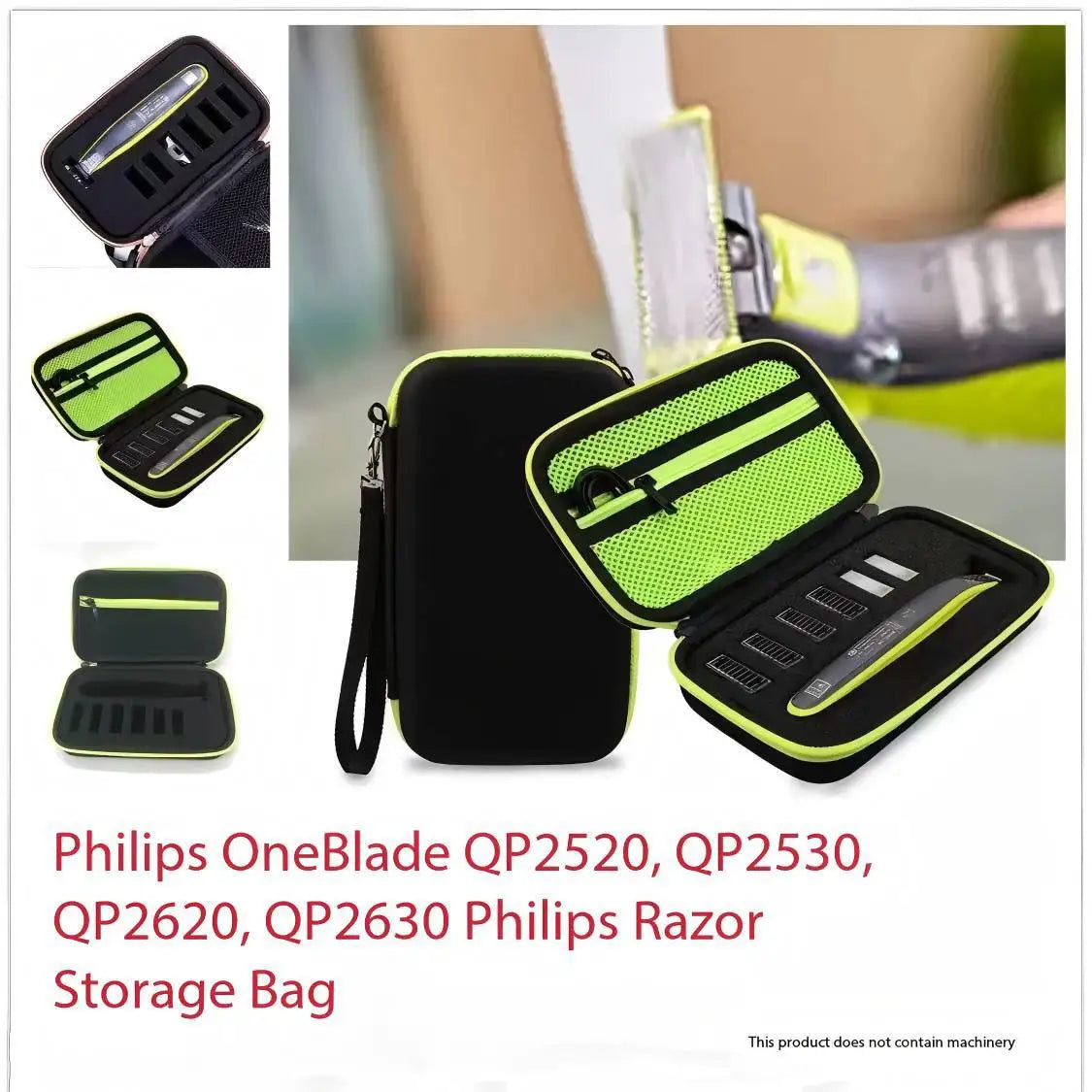 1PCS Portable Travel Shaver Storage Box EVA Shaver Bag, Lightweight And Waterproof for Philips One Blade Green/ black Oasis Select