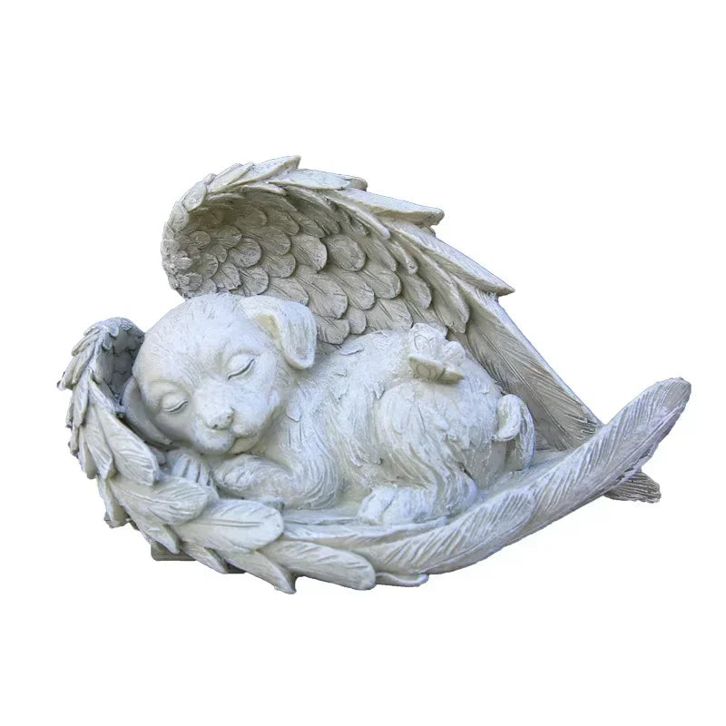 Pet Tombstone Dog Cat Tombstone Memorial Stone Personalized Memorial Stone Resin Statue Creative Angel Dog Cat Ornament Oasis Select