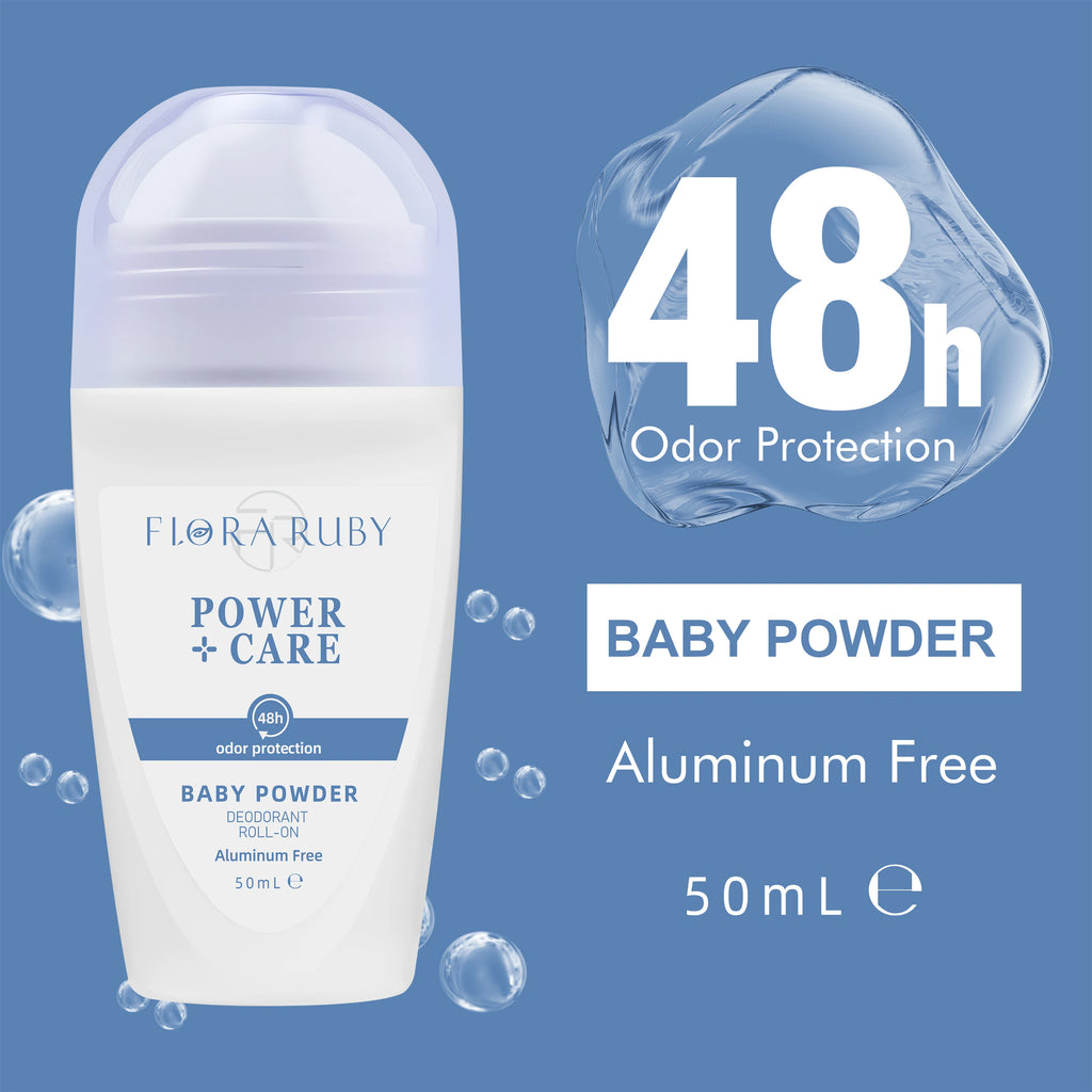 Flora Ruby Light Purple Series Deodorant Roll On All-purpose Deodorant Roll Aluminum Free Easy To Carry 50g Oasis Select Baby Powder