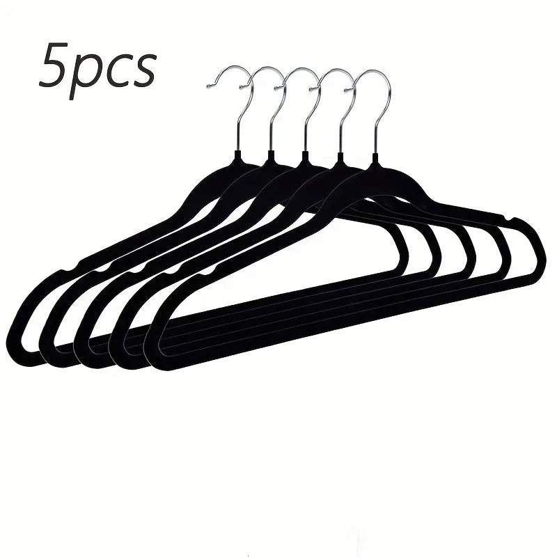 5pcs Velvet Magic Hangers Super Strong Load Capacity, Magic Clothing Storage Wand, Anti-slip, Traceless, Thickened Hange Oasis Select 5pcs black